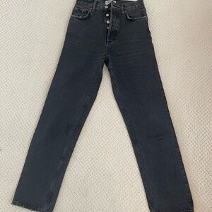 Agolde 90's Pinch Waist Women's Washed Black/Dark Gray Straight Leg Jeans